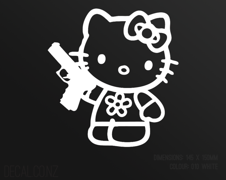 Hello Kitty With Pistol - Decal.co.nz
